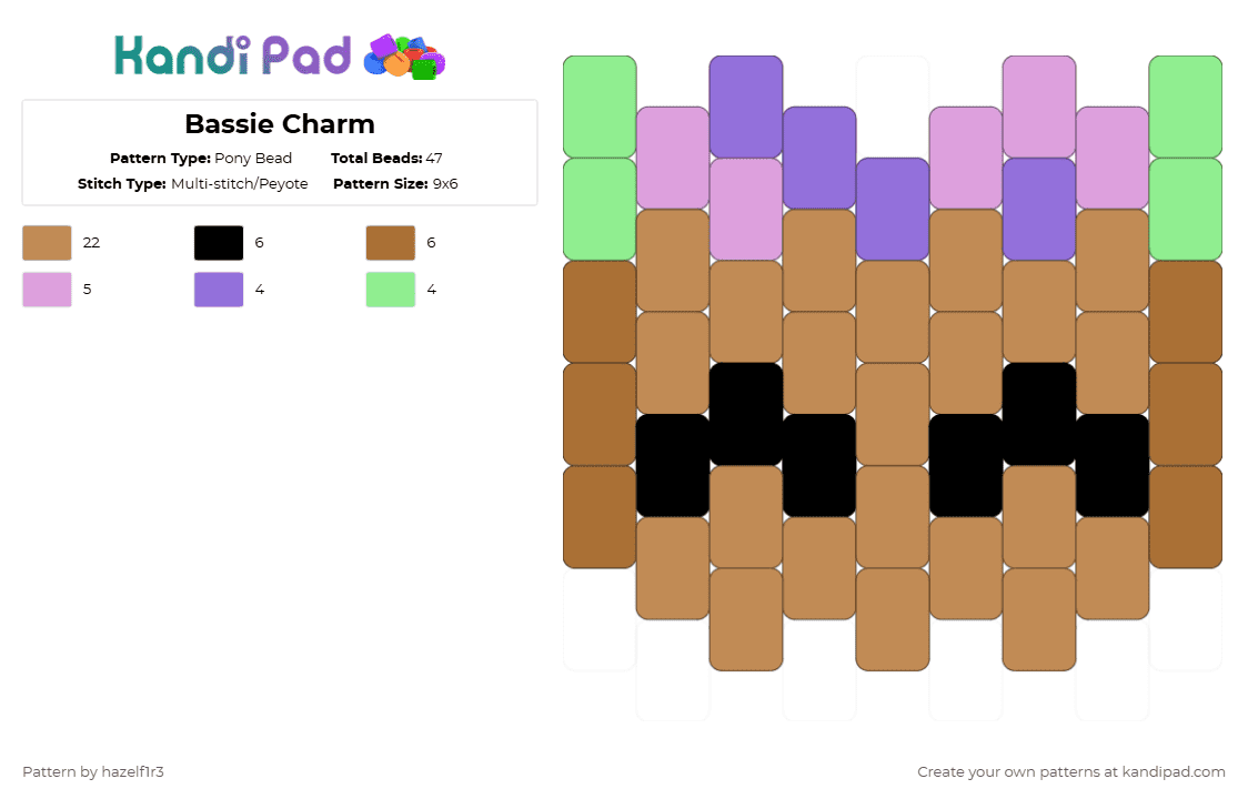 Bassie Charm - Pony Bead Pattern by hazelf1r3 on Kandi Pad - tan