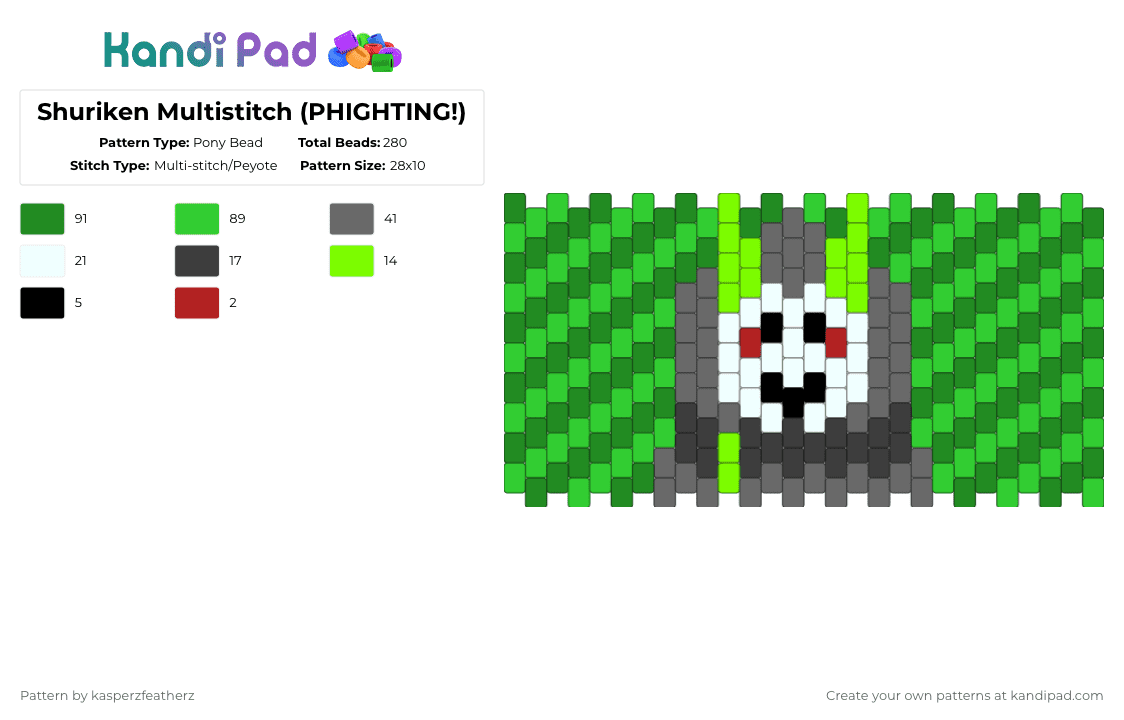 Shuriken Multistitch (PHIGHTING!) - Pony Bead Pattern by kasperzfeatherz on Kandi Pad - green,roblox,phighting,shuriken,shuriken phighting,roblox phighting,multistitch