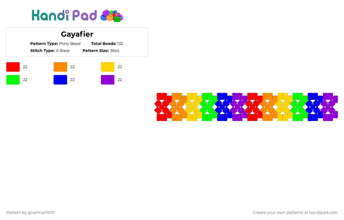 Gayafier - Pony Bead Pattern by gnarman1010 on Kandi Pad - purple