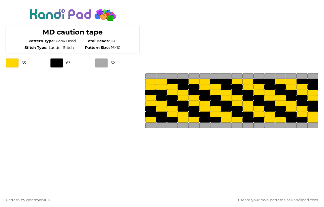 MD caution tape - Pony Bead Pattern by gnarman1010 on Kandi Pad - beige, yellow