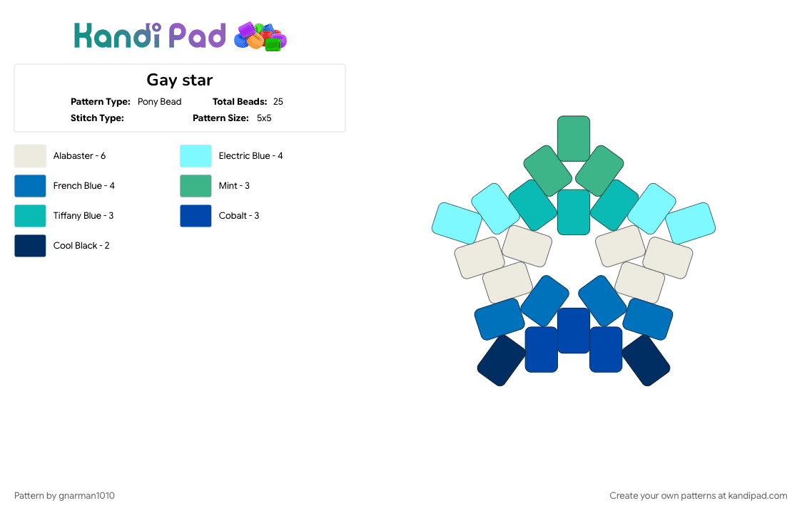 Gay star - Pony Bead Pattern by gnarman1010 on Kandi Pad - blue