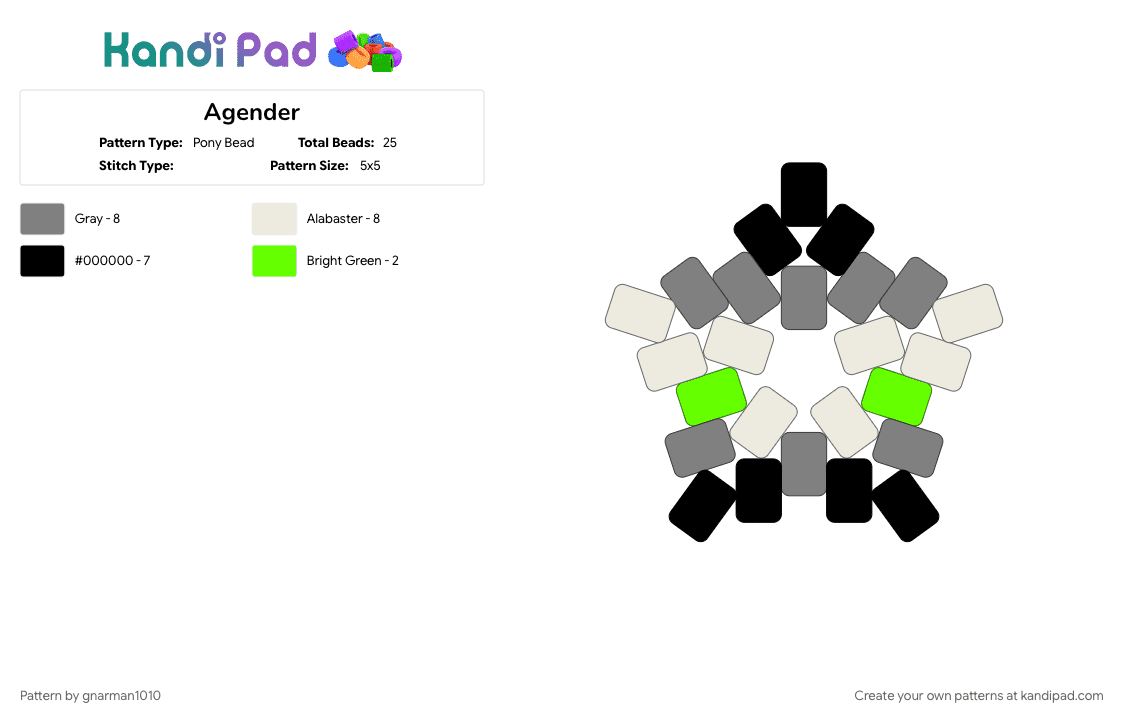 Agender - Pony Bead Pattern by gnarman1010 on Kandi Pad - gray
