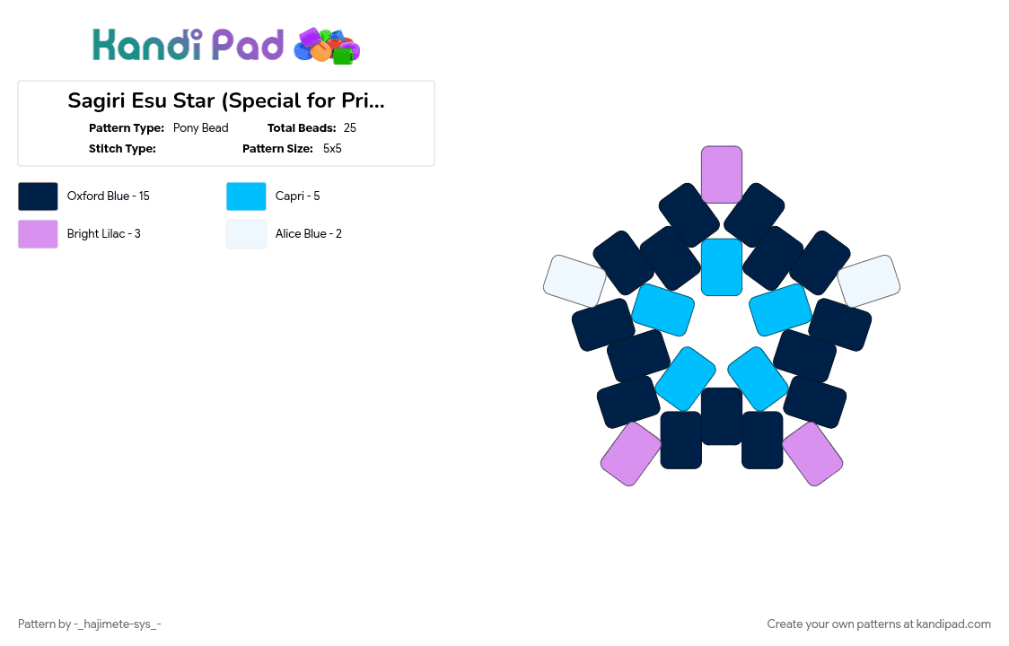 Sagiri Esu Star (Special for Princess!) - Pony Bead Pattern by -_hajimete-sys_- on Kandi Pad - 