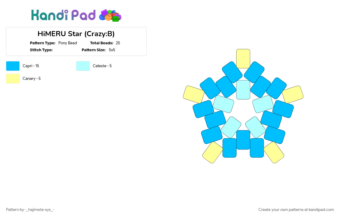 HiMERU Star (Crazy:B) - Pony Bead Pattern by -_hajimete-sys_- on Kandi Pad - 