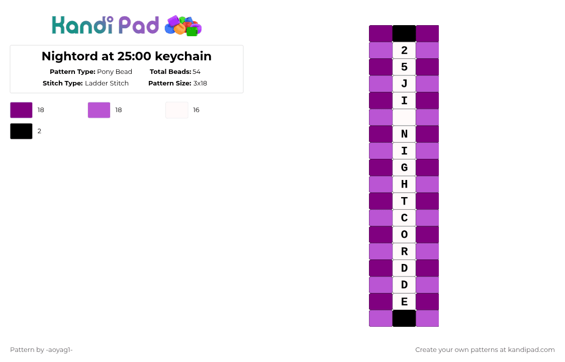 Nightord at 25:00 keychain - Pony Bead Pattern by ruihatoumow0-_yobu on Kandi Pad - white,pink,nightcord at 2500,nightcordde,pjsk,project sekai,hatsune miku