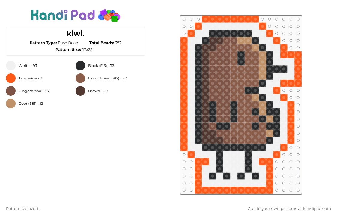 kiwi. - Fuse Bead Pattern by michelle-marl0n on Kandi Pad - tan,orange,kiwi