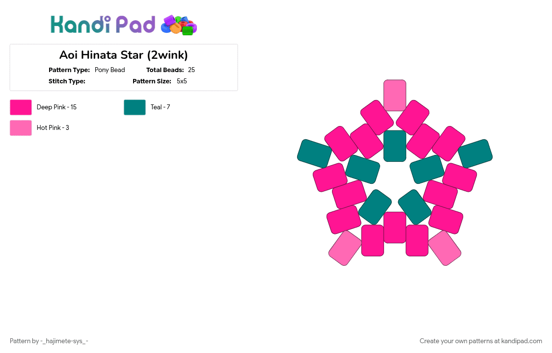 Aoi Hinata Star (2wink) - Pony Bead Pattern by -_hajimete-sys_- on Kandi Pad - 