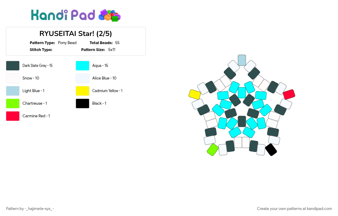 RYUSEITAI Star! (2/5) - Pony Bead Pattern by -_hajimete-sys_- on Kandi Pad - chiaki, ensemble stars, enstars, gray, kanata, light blue, midori, ryuseitai, shinobu, tetora