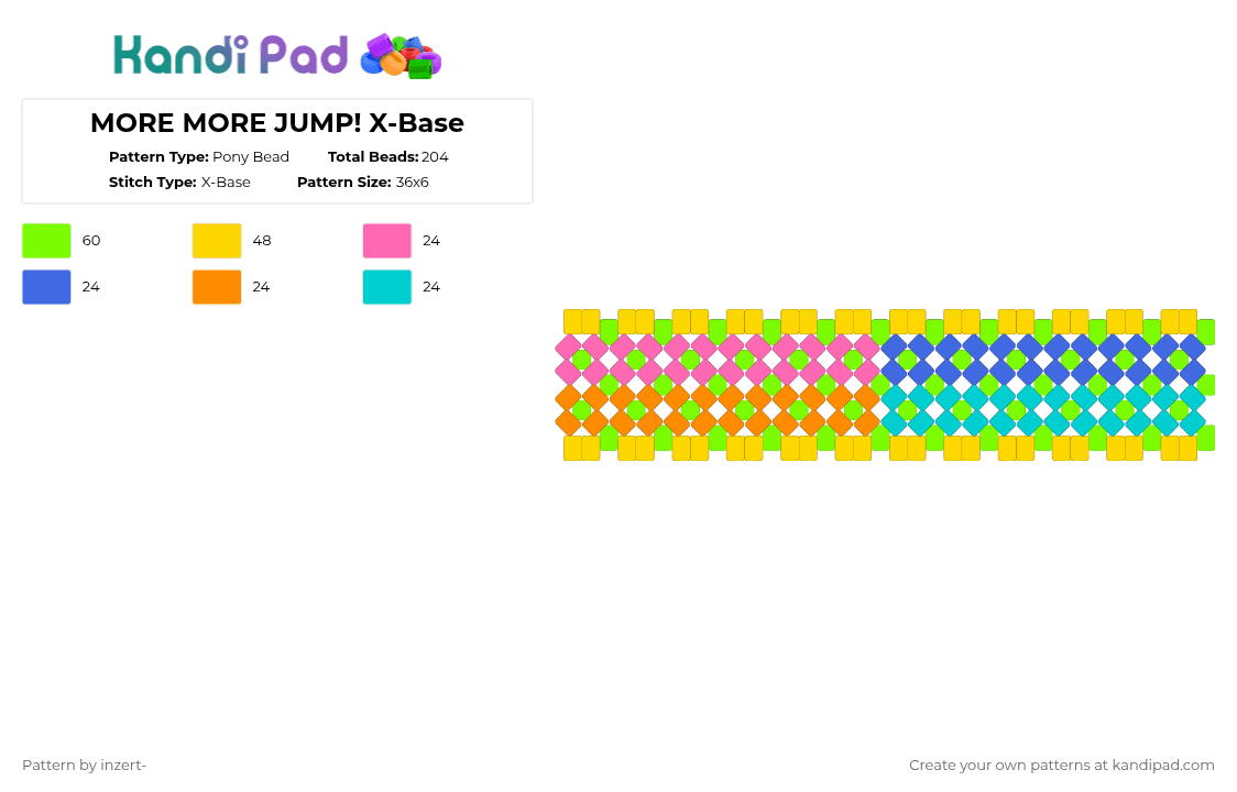 MORE MORE JUMP! X-Base - Pony Bead Pattern by ruihatoumow0-_yobu on Kandi Pad - yellow,green,more more jump,mmj,pjsk,project sekai,hatsune miku