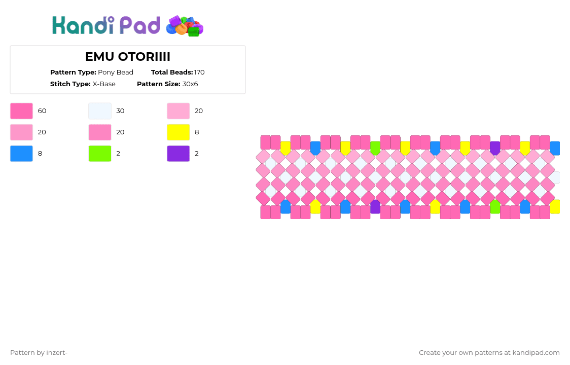 EMU OTORIIII - Pony Bead Pattern by ruihatoumow0-_yobu on Kandi Pad - pink,pjsk,emu otori,wxs,wonderhoy