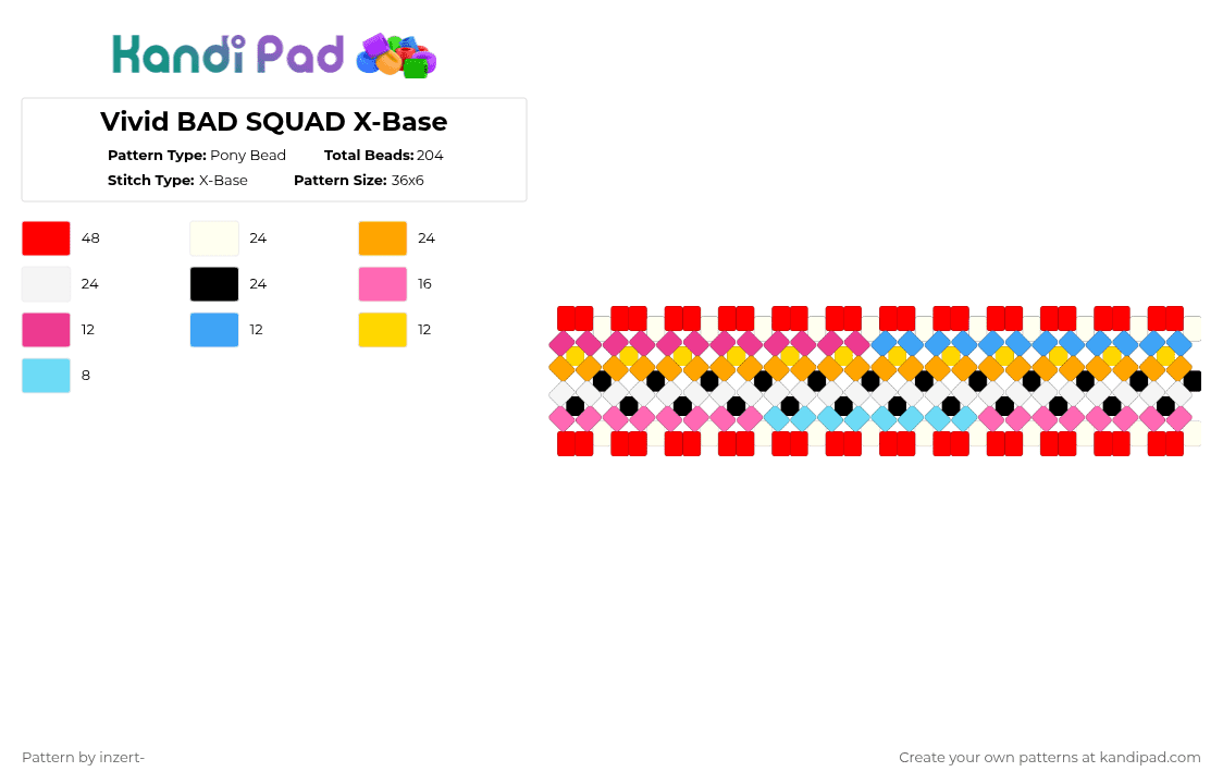 Vivid BAD SQUAD X-Base - Pony Bead Pattern by ruihatoumow0-_yobu on Kandi Pad - red,pink,vivid bad squad,vbs,pjsk,project sekai,hatsune miku