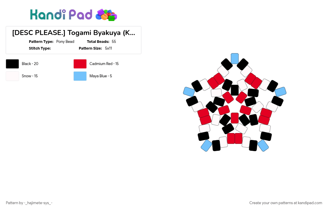 [DESC PLEASE.] Togami Byakuya (KEI) Birthday Special 2026 (09.14) - Pony Bead Pattern by -_project-aurellais_- on Kandi Pad - 2026, birthday, byakuya togami, danganronpa, red, trigger happy havoc