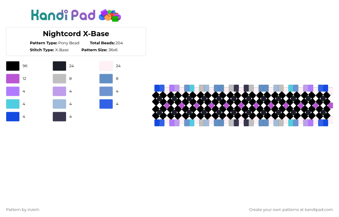 Nightcord X-Base - Pony Bead Pattern by ruihatoumow0-_yobu on Kandi Pad - black,pink,light blue,nightcord at 2500,pjsk,project sekai,hatsune miku