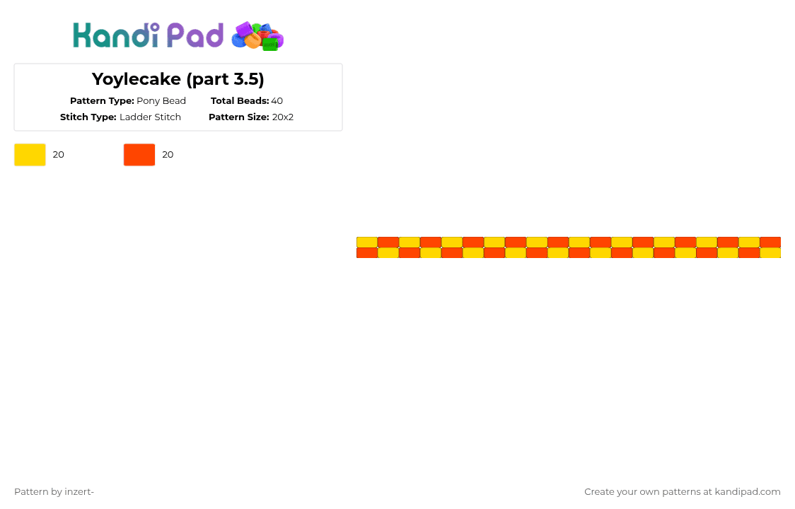 Yoylecake (part 3.5) - Pony Bead Pattern by michelle-marl0n on Kandi Pad - yellow,red,yoylecake,bfdi,osc