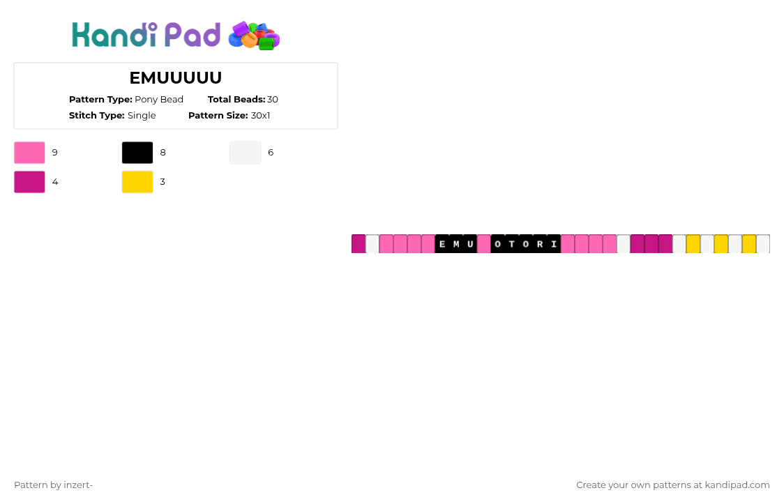 EMUUUUU - Pony Bead Pattern by ruihatoumow0-_yobu on Kandi Pad - pink,emu otori,wonderhoy,emu,wxs,pjsk