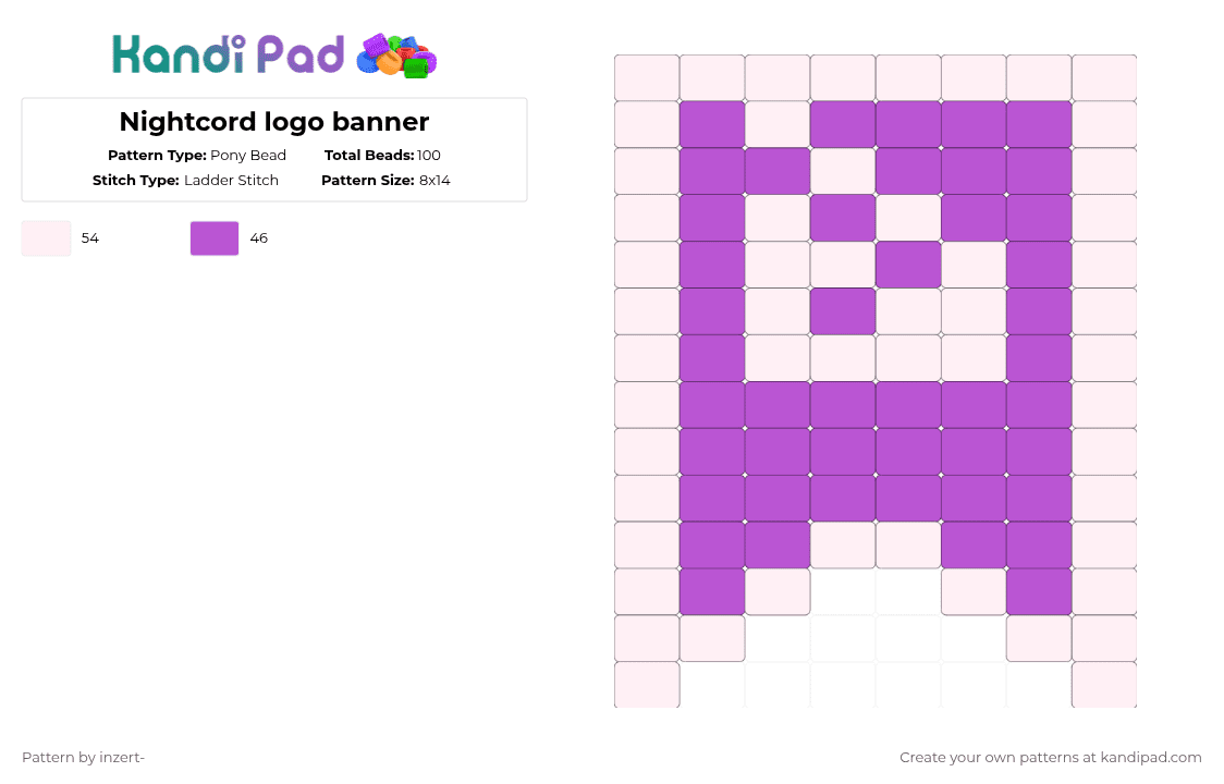 Nightcord logo banner - Pony Bead Pattern by ruihatoumow0-_yobu on Kandi Pad - white,pink,nightcord at 2500,pjsk,project sekai,hatsune miku