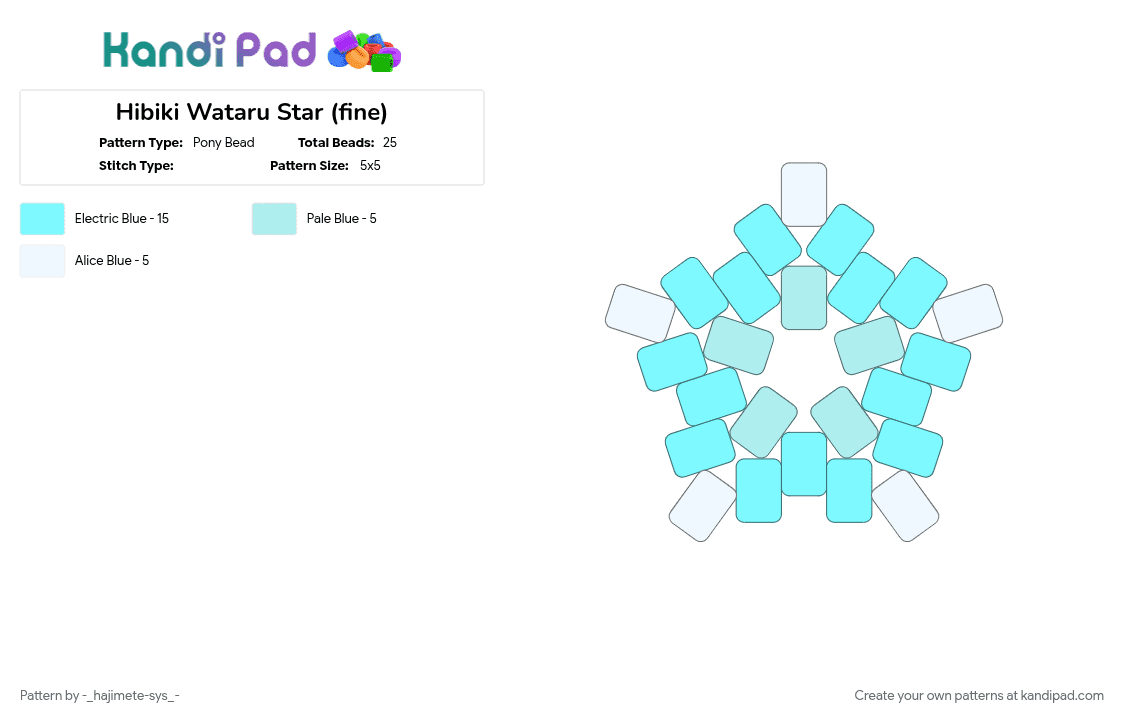 Hibiki Wataru Star (fine) - Pony Bead Pattern by -_hajimete-sys_- on Kandi Pad - 