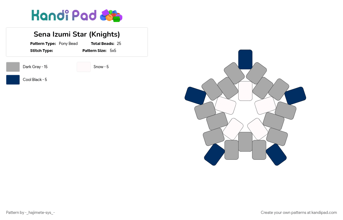 Sena Izumi Star (Knights) - Pony Bead Pattern by -_hajimete-sys_- on Kandi Pad - 