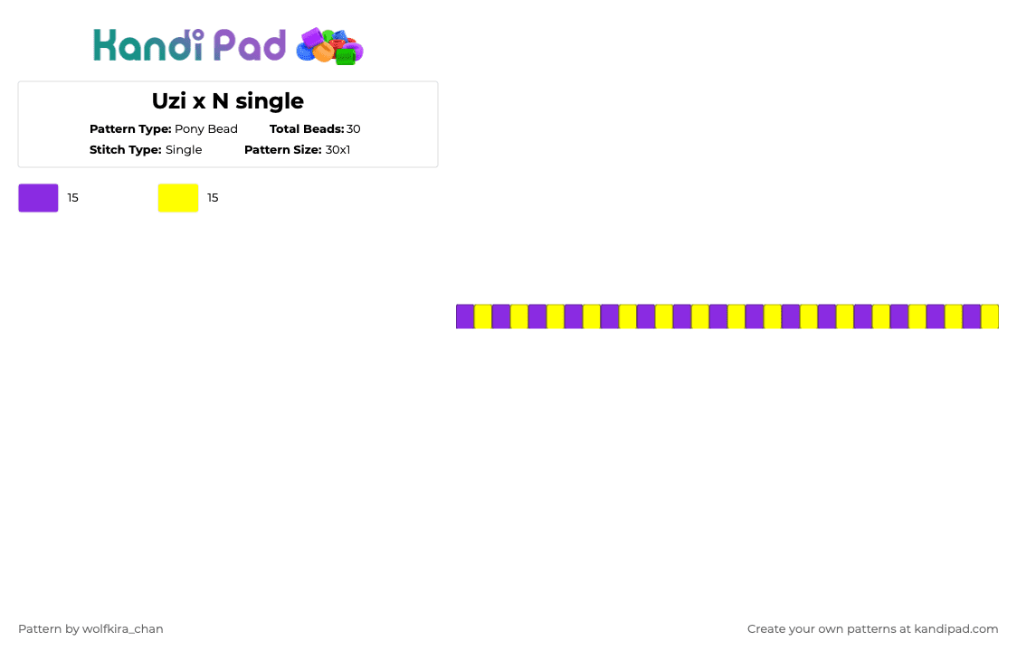 uzi x n single - Pony Bead Pattern by kira_wolfchan on Kandi Pad - purple,yellow