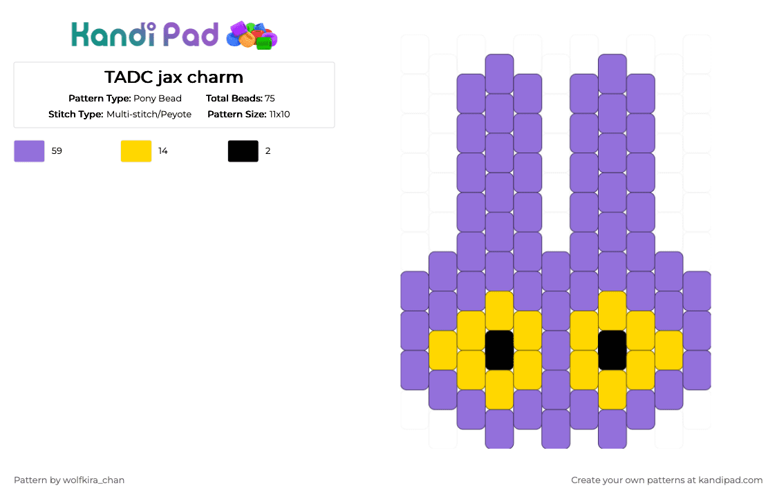 TADC jax charm - Pony Bead Pattern by kira_wolfchan on Kandi Pad - purple