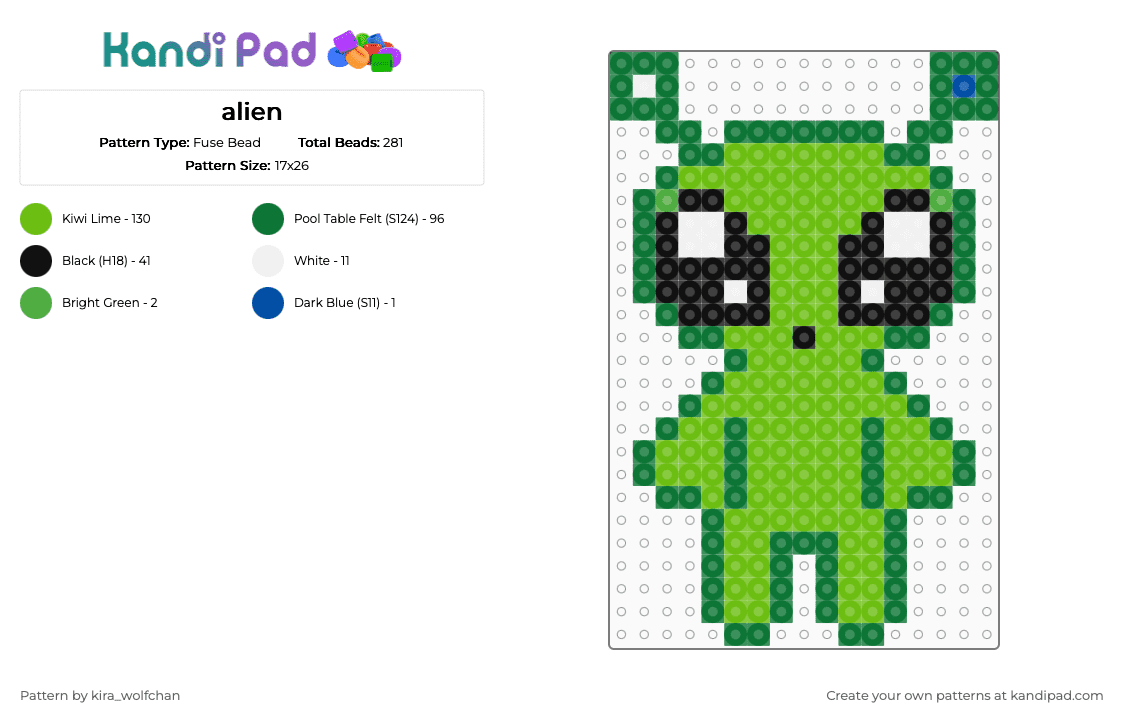 alien - Fuse Bead Pattern by kira_wolfchan on Kandi Pad - green