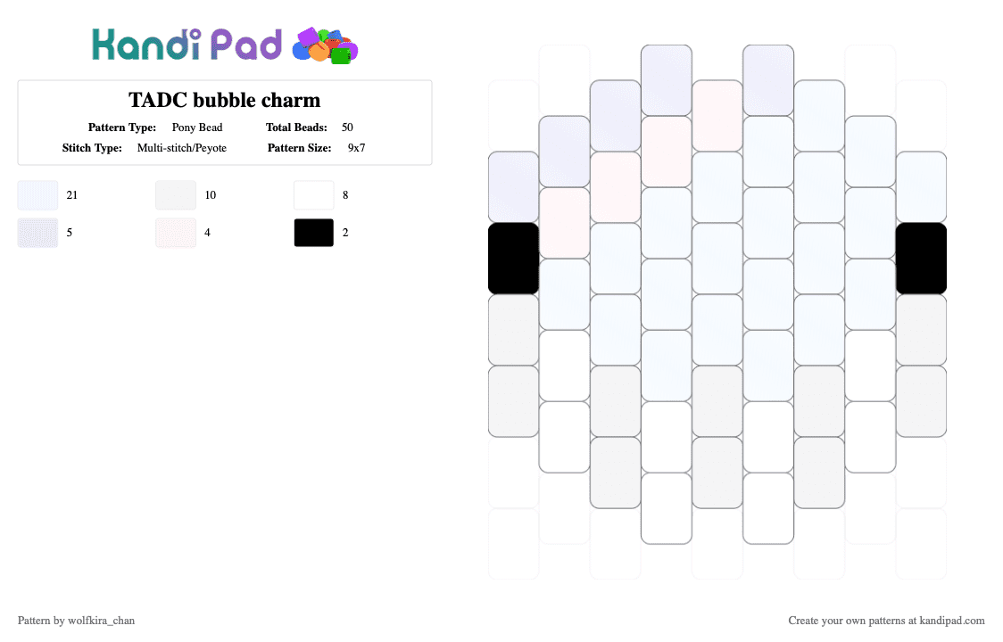 TADC bubble charm - Pony Bead Pattern by kira_wolfchan on Kandi Pad - white