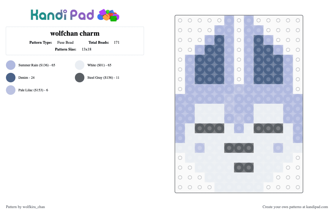 wolfchan charm - Fuse Bead Pattern by kira_wolfchan on Kandi Pad - pink,stray kids,wolfchan,bangchan,charm,grey,white,cute,black