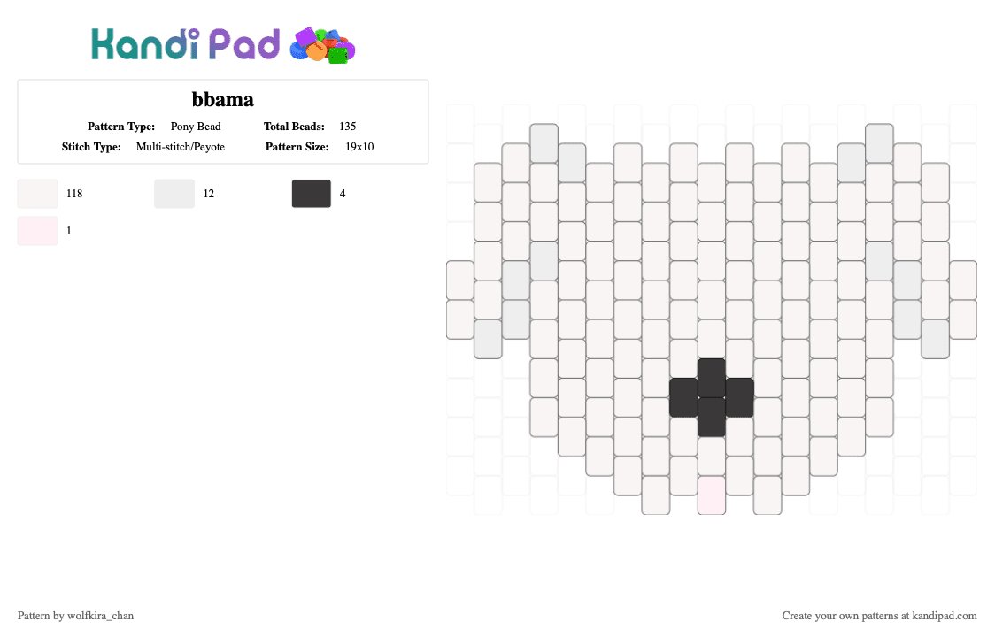 bbama - Pony Bead Pattern by kira_wolfchan on Kandi Pad - white