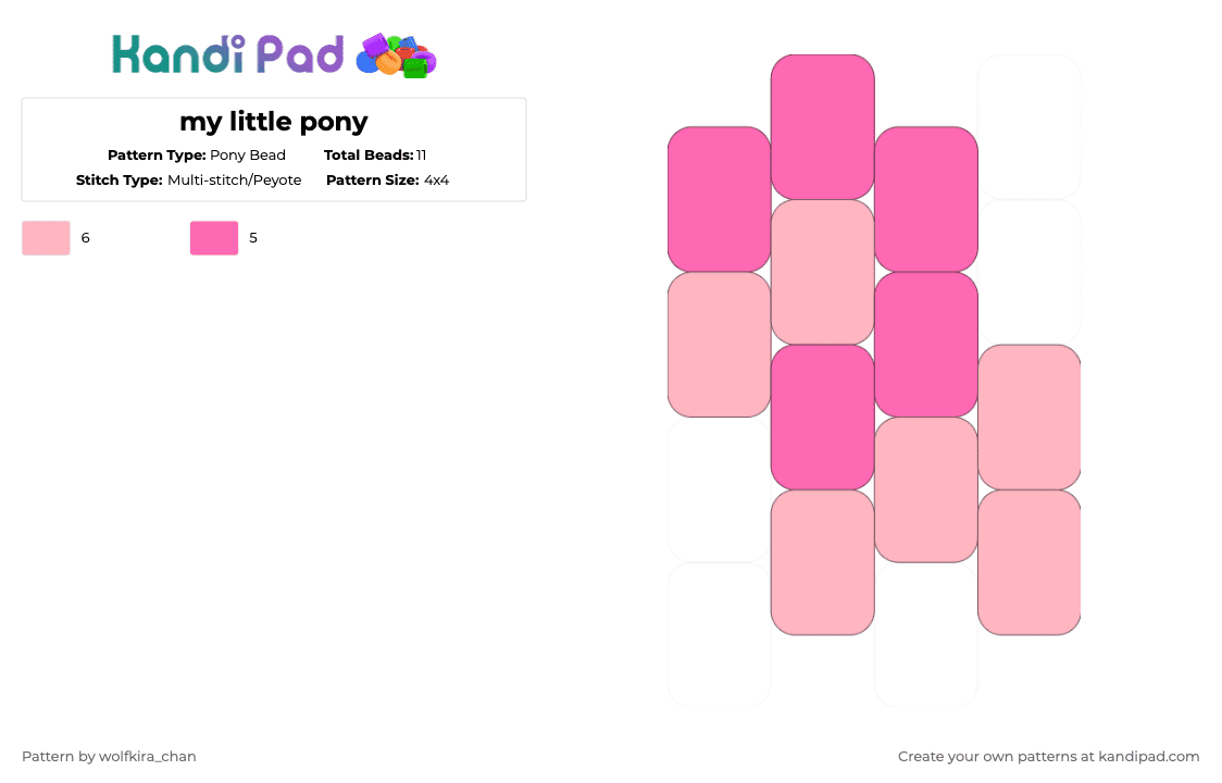 my little pony - Pony Bead Pattern by wolfkira_chan on Kandi Pad - pink