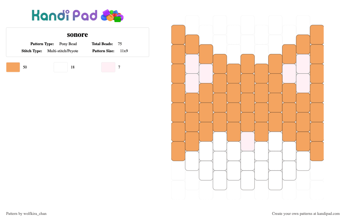 soonie - Pony Bead Pattern by kira_wolfchan on Kandi Pad - orange,white