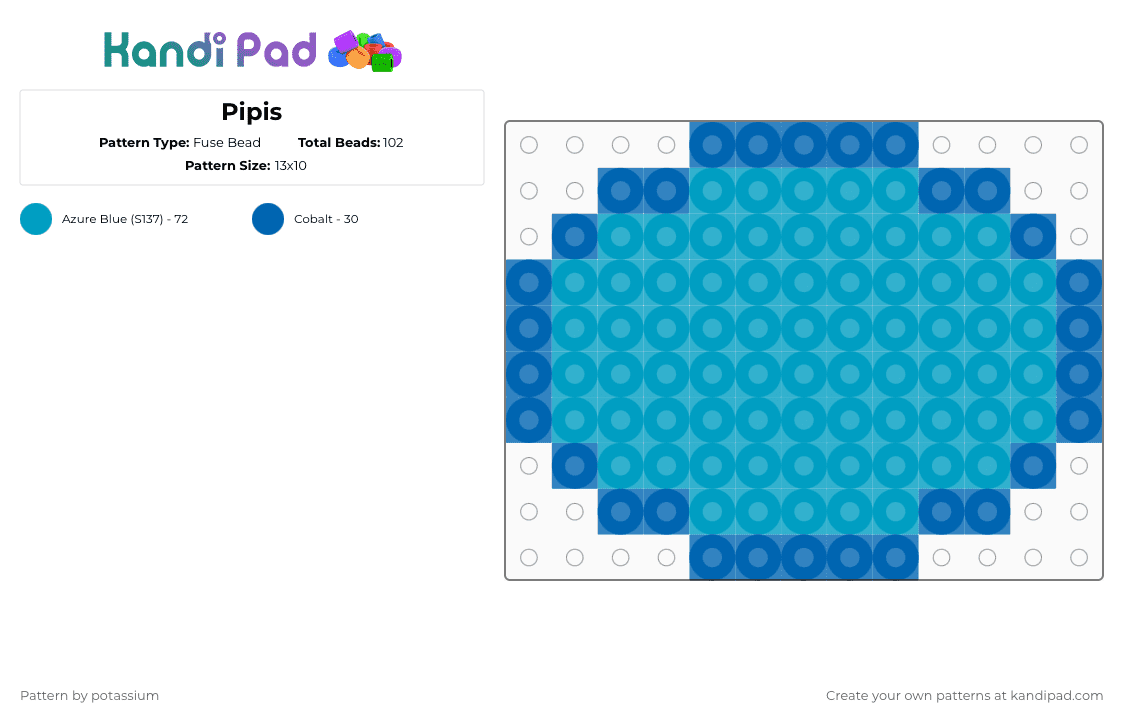 Pipis - Fuse Bead Pattern by potassium on Kandi Pad - blue,light blue,deltarune,pipis,clam,spamton,tenna,spamtenna