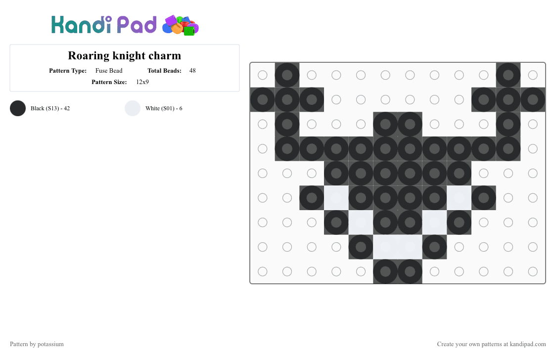 Roaring knight charm - Fuse Bead Pattern by potassium on Kandi Pad - 