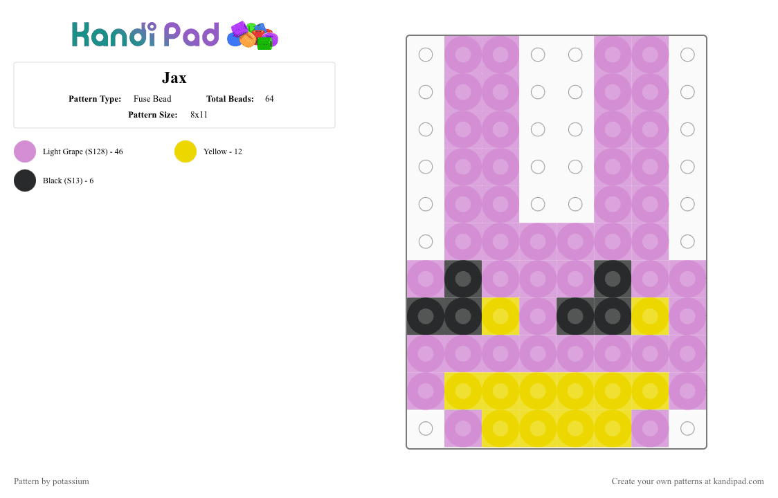 Jax - Fuse Bead Pattern by potassium on Kandi Pad - pink,jax,tadc,rabbit,purplecreaturewithyellowteeth