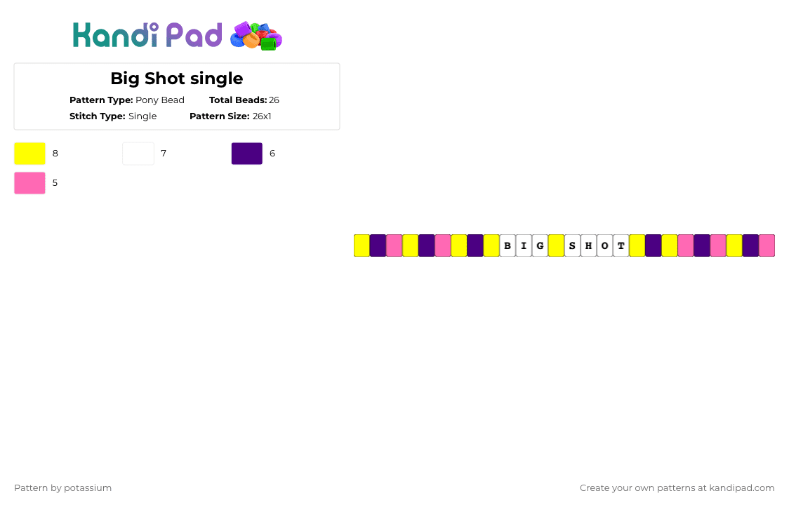Big Shot single - Pony Bead Pattern by potassium on Kandi Pad - yellow,deltarune,big shot,spamton neo,1997