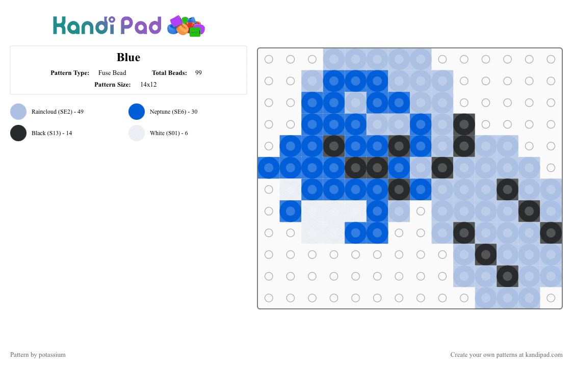 Blue - Fuse Bead Pattern by potassium on Kandi Pad - blue, deltarune, light blue, yaoi