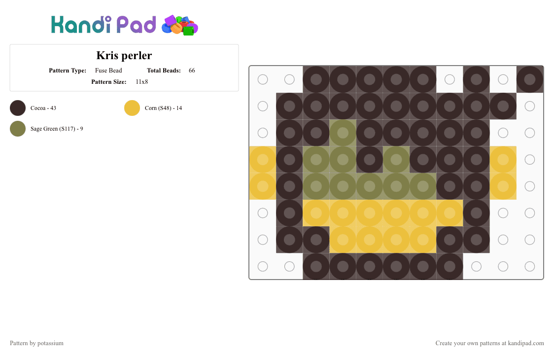 Kris perler - Fuse Bead Pattern by potassium on Kandi Pad - brown,kris,deltarune,nonbinary bean
