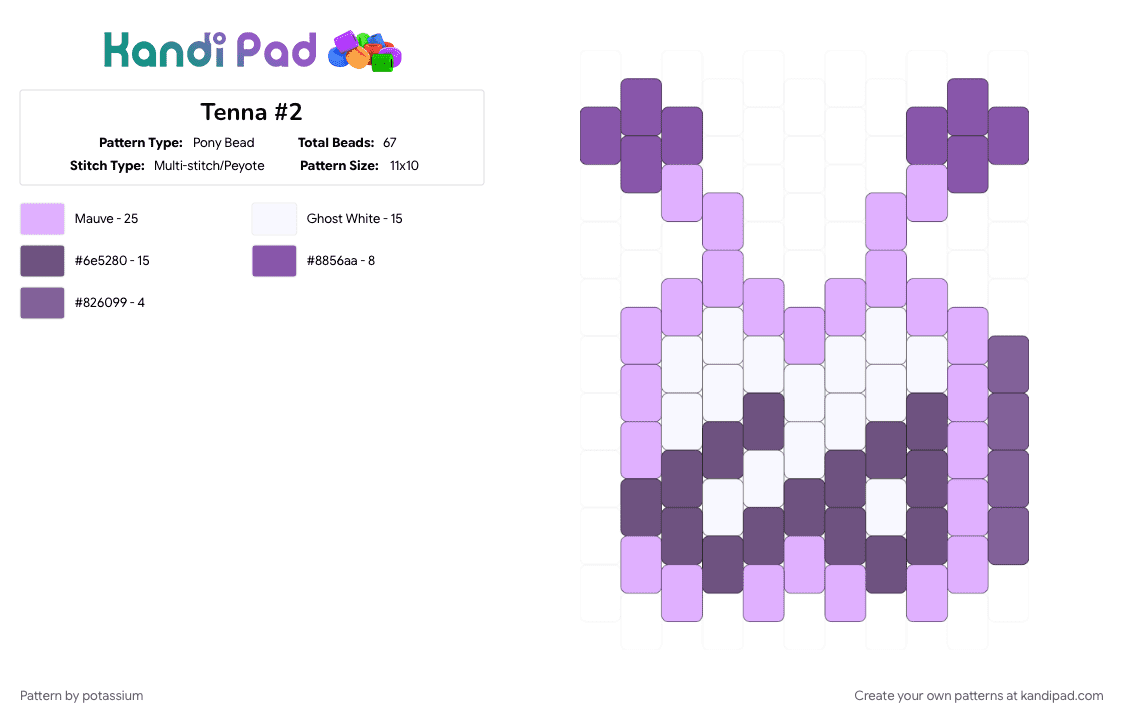 Tenna #2 - Pony Bead Pattern by potassium on Kandi Pad - 