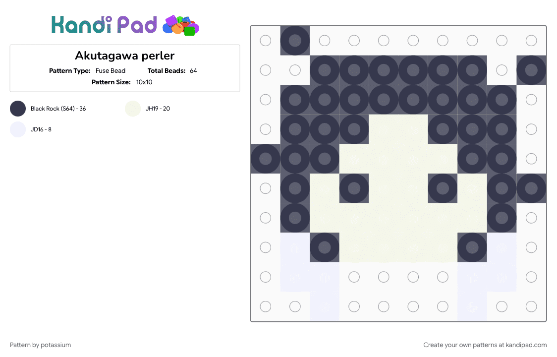 Akutagawa perler - Fuse Bead Pattern by potassium on Kandi Pad - akutagawa, anime, bsd, bungo stray dogs, chibi, purple, white