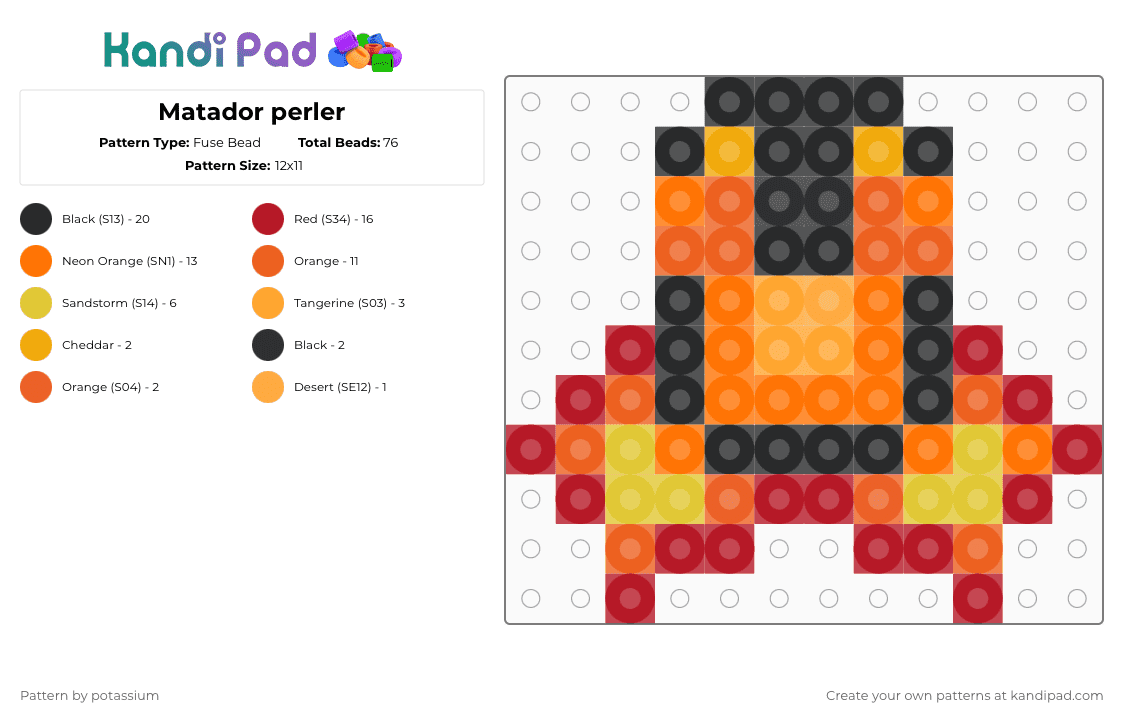 Matador perler - Fuse Bead Pattern by potassium on Kandi Pad - orange,matador my beloved,matador,tv head,meeleeniacs