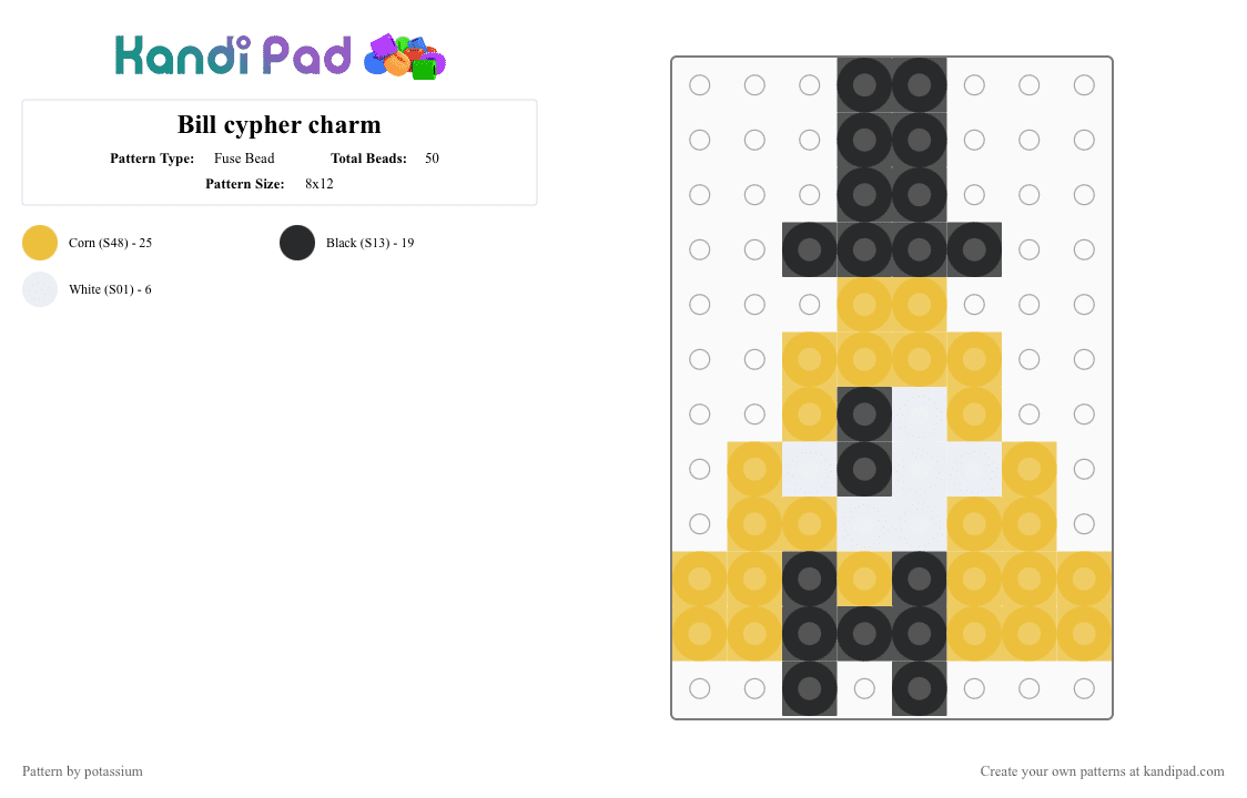 Bill cypher charm - Fuse Bead Pattern by potassium on Kandi Pad - yellow,bill cypher,billy,dorito,triangle,triangle guy