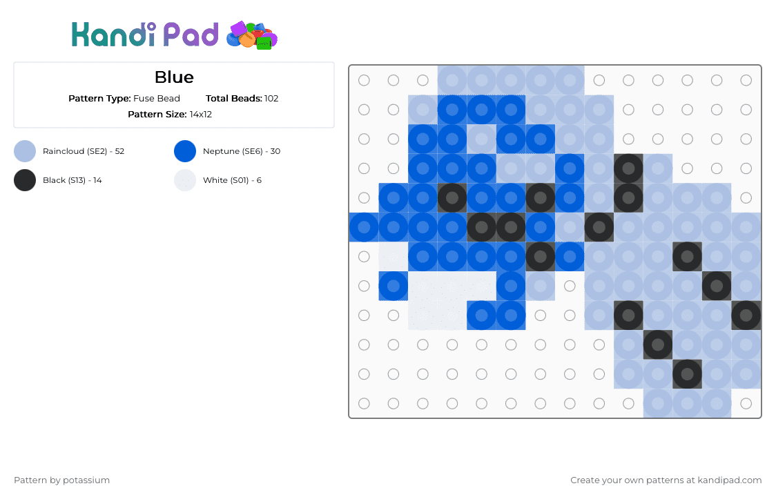 Blue - Fuse Bead Pattern by potassium on Kandi Pad - 