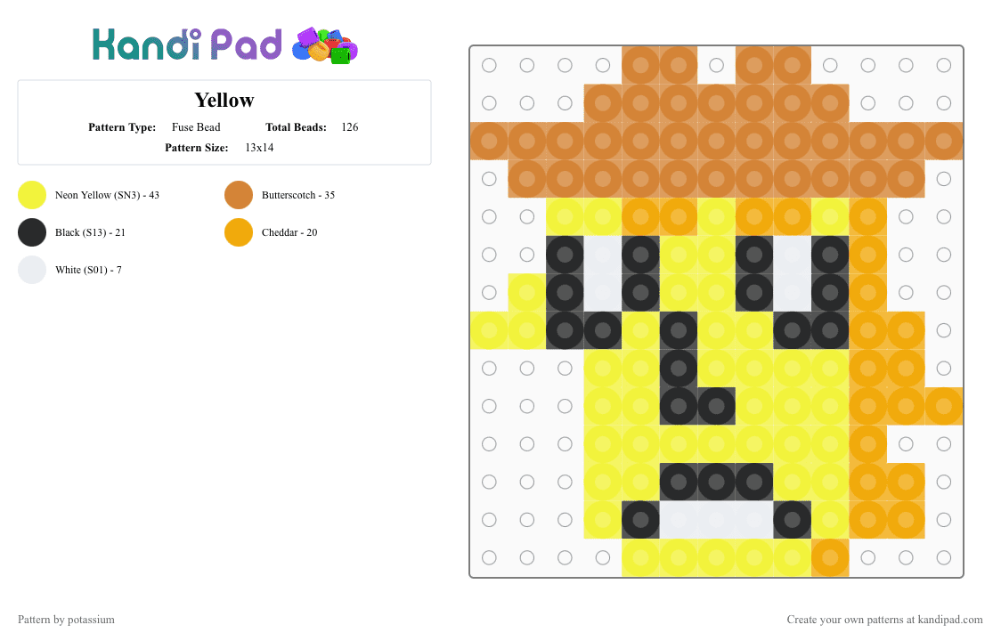 Yellow - Fuse Bead Pattern by potassium on Kandi Pad - 