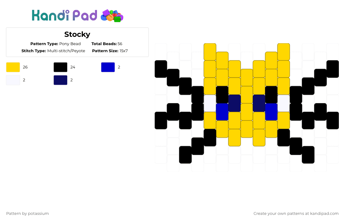 Stocky - Pony Bead Pattern by potassium on Kandi Pad - yellow,meeleeniacs,stocky,creature