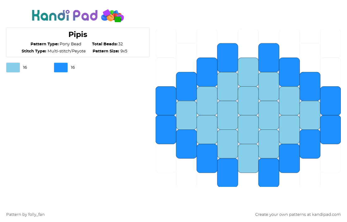 Pipis - Pony Bead Pattern by folly_fan on Kandi Pad - light blue,pipis,deltarune,spamton,tenna,blue