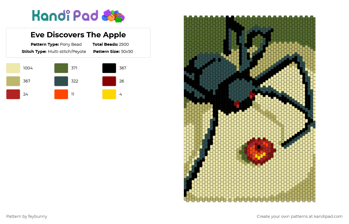 Eve Discovers The Apple - Pony Bead Pattern by feybunny on Kandi Pad - yellow,panel,tapestry,spider