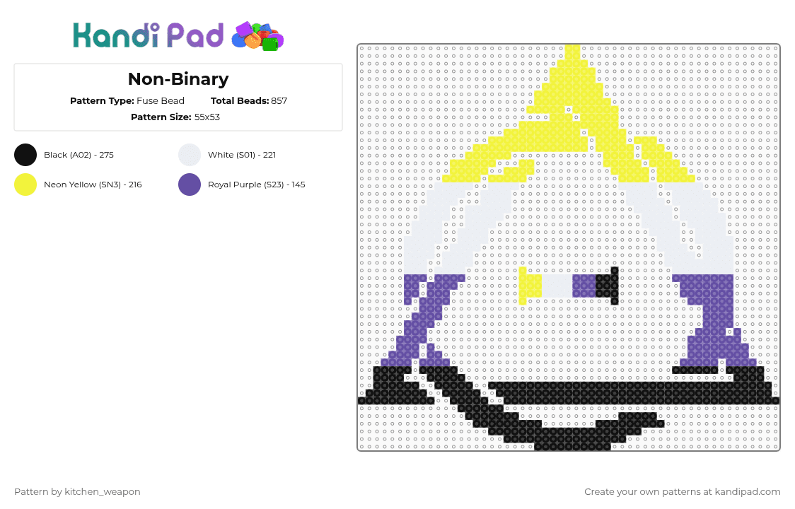 Non-Binary - Fuse Bead Pattern by candy-mars on Kandi Pad - yellow,purple