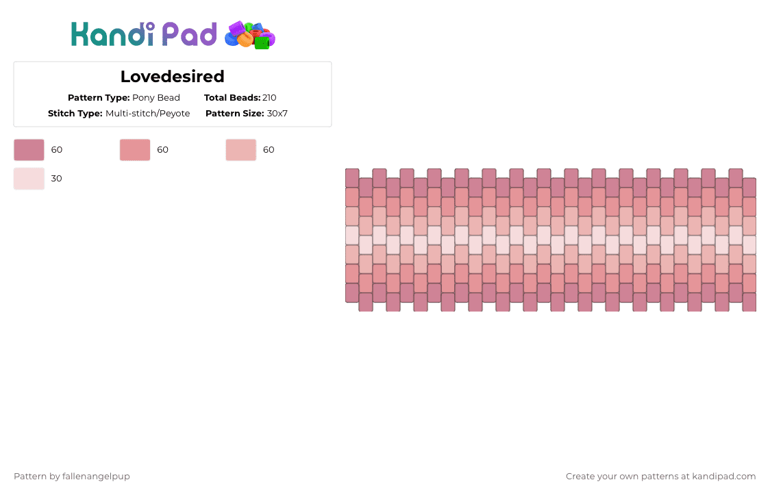 ☆*+. Lovedesired.+*☆ - Pony Bead Pattern by fallenangelpup on Kandi Pad - pink,beige