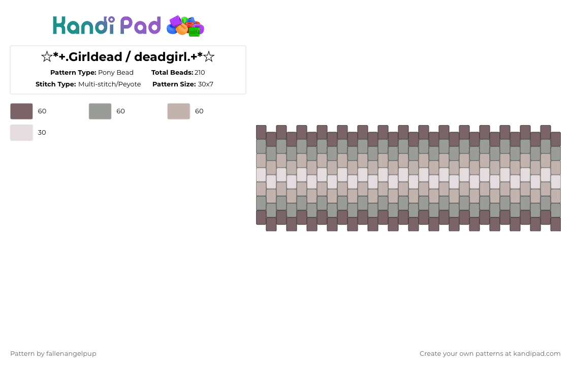 ☆*+.Girldead / deadgirl.+*☆ - Pony Bead Pattern by fallenangelpup on Kandi Pad - gray,beige