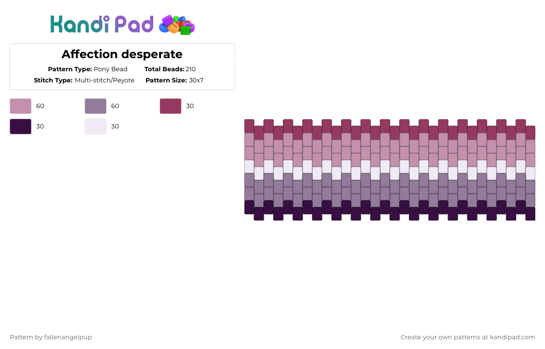 ☆*+.Affection desperate.+*☆ - Pony Bead Pattern by fallenangelpup on Kandi Pad - pink,gray