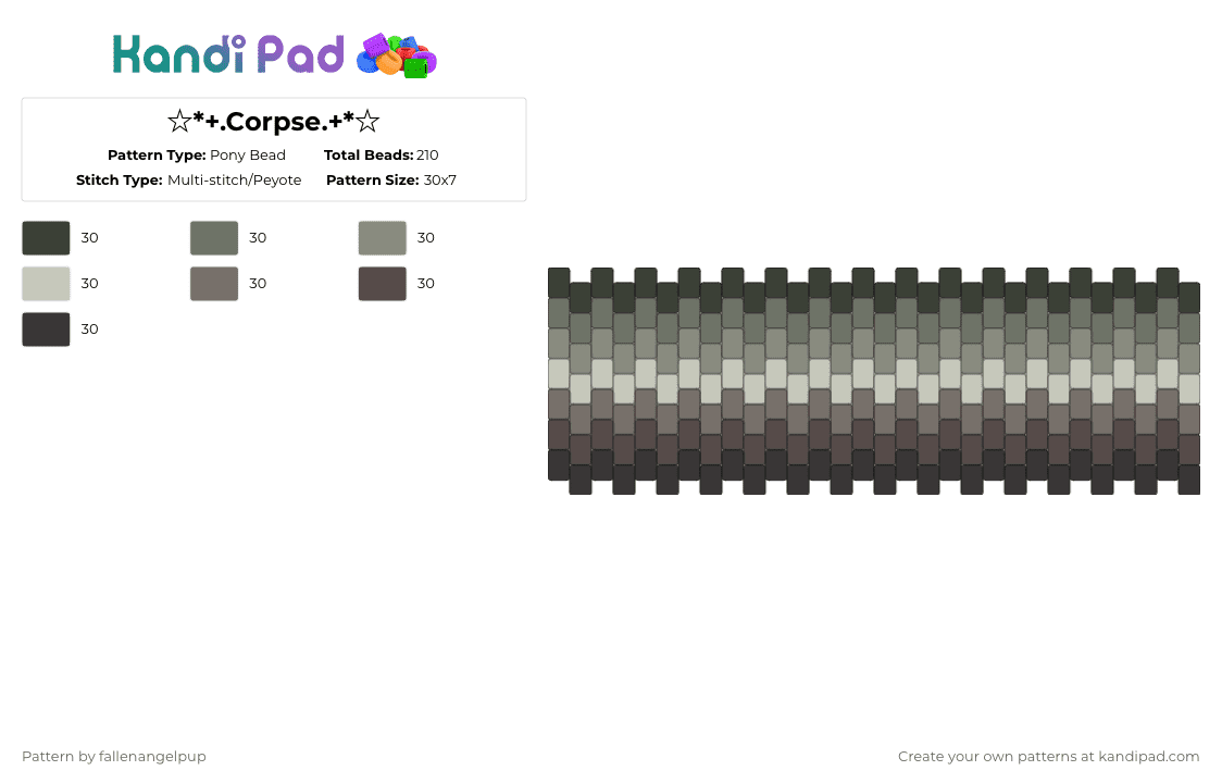 ☆*+.Corpse.+*☆ - Pony Bead Pattern by fallenangelpup on Kandi Pad - gray